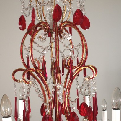 Chandelier Colored Glass Pendants Italy 20th Century