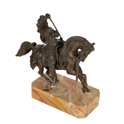 Knight on Horseback Bronze Sculpture Marble Italy Late 19th Century