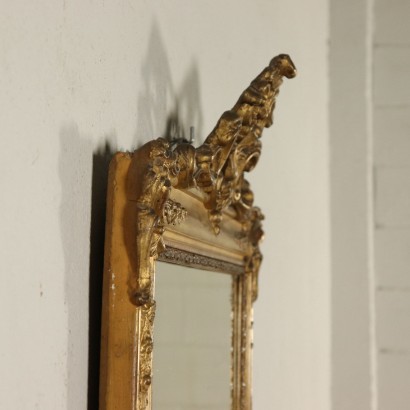 Miroir Sculpté Doré Fabriqué en Italie Moitié '800