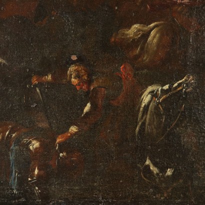 War Scene Oil Painting on Canvas 17th Century