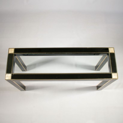 Console Table Lacquered Wood Smoked Glass Vintage Italy 1980s