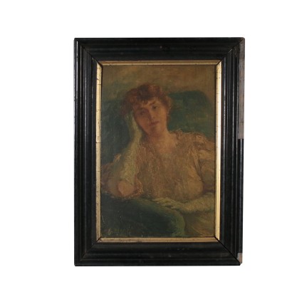 Portrait of Woman Oil Painting on Canvas 20th Century