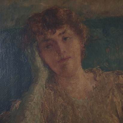 Portrait of Woman Oil Painting on Canvas 20th Century
