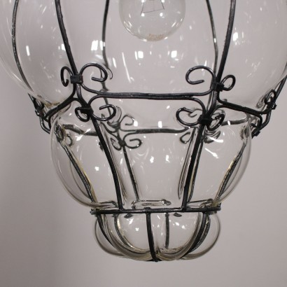 Glass Lantern Iron Structure Italy 20th Century