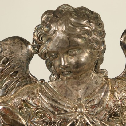 Pair of Angels with Candle Holder Metal Sheet Italy 17th Century