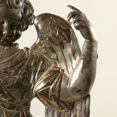 Pair of Angels with Candle Holder Metal Sheet Italy 17th Century