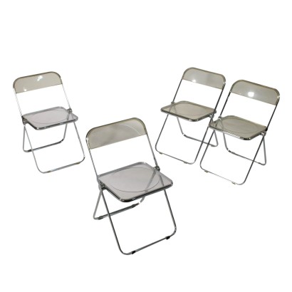 Set of Plia Chairs for Castelli Metal Plastic Vintage Italy 1970s