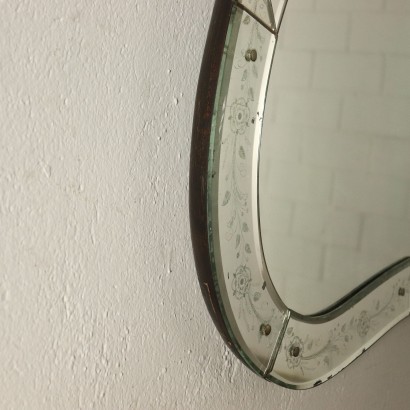Mirror with Decorated Frame Vintage Italy 1950s