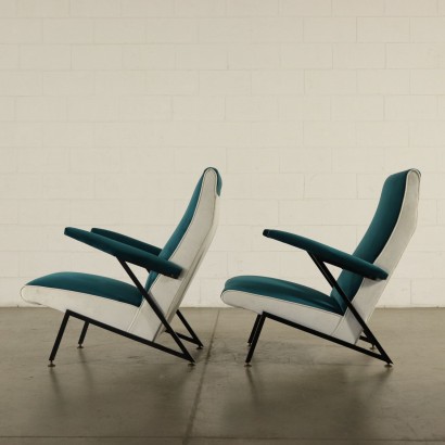 Paar Sessel Samt Schaumpolsterung Vintage Italien 50er Jahre