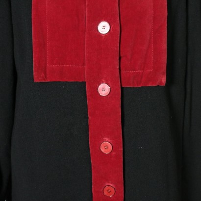 Schwarze und rote Jacke aus Wolle Made in Italy 40er-50er Jahre