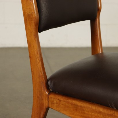 Set of Chairs Stained Beech Leatherette Vintage Italy 1950s-1960s