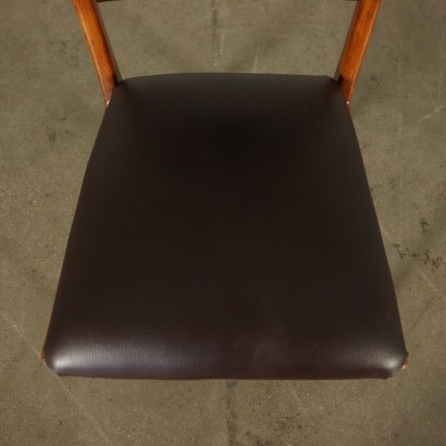 Set of Chairs Stained Beech Leatherette Vintage Italy 1950s-1960s