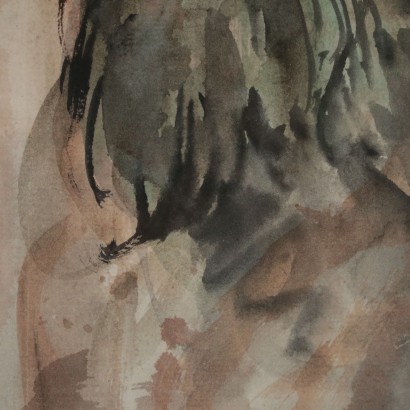 Portrait de Trento Longaretti Aquarelle sur papier '900