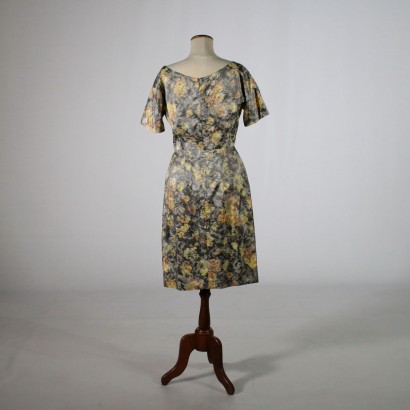 Vintage Dress with Yellow Floral Print 1950s