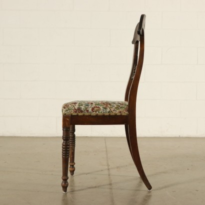 Set of Four Chairs Walnut Italy Mid 19th Century