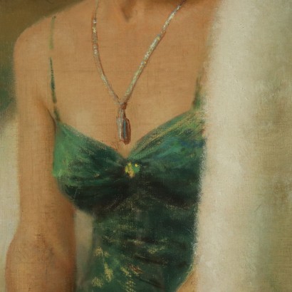 Portrait de Femme Huile sur Toile Signé Giuseppe Palanti '900