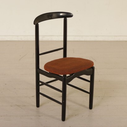 Set of Chairs Ebonized Wood Fabric Vintage Italy 1960s