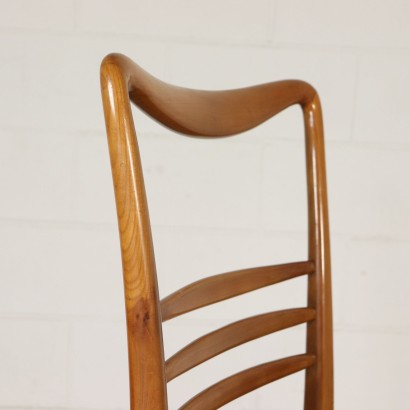 Sechs Stühle aus Buche und Kunstleder Vintage Italien 50er-60er Jahre