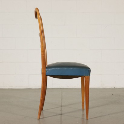 Sechs Stühle aus Buche und Kunstleder Vintage Italien 50er-60er Jahre