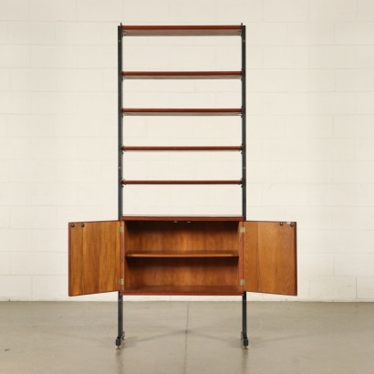 Bookcase with Adjustable Elements Teak Veneer Vintage Italy 1960s