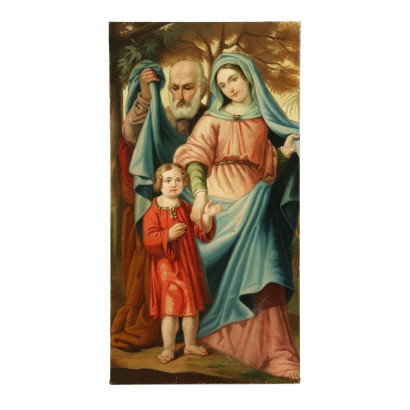 Holy Family Oil Painting on Canvas 19th Century