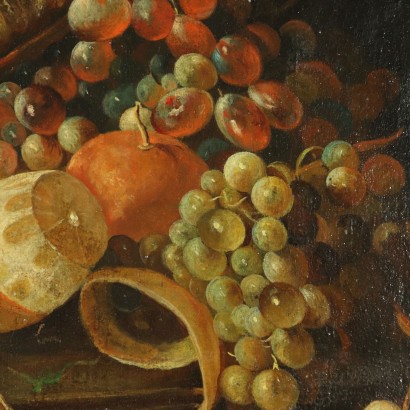 Still Life with Fruit Goblets and Shells Painting 19th Century