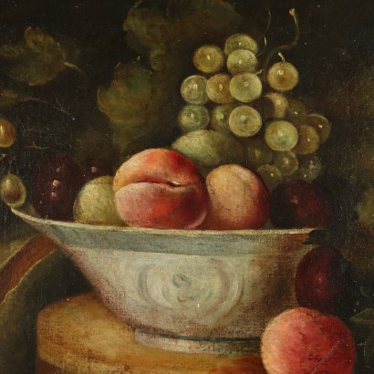 Still Life with Fruit and Oysters Painting 19th Century
