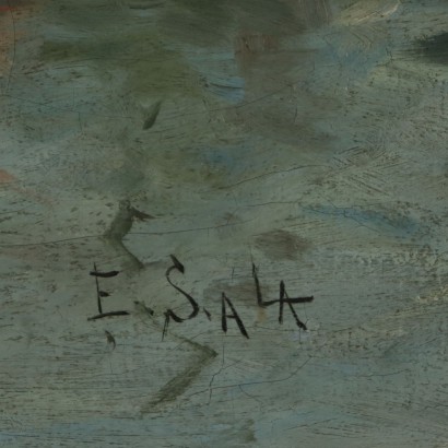 Gemälde von Eugenio Sala Blick auf den Lago Maggiore in Laveno, 19. Ja