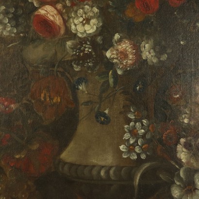 Still Life with Flowers and Fruit Painting 18th Century