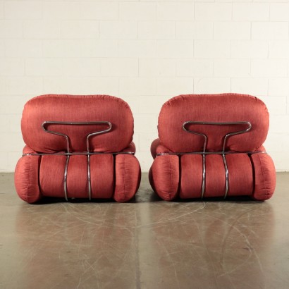 Paar Sessel Samt Vintage Italien 70er Jahre