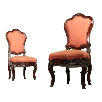 Pair of Carved Walnut Chairs Italy 18th Century