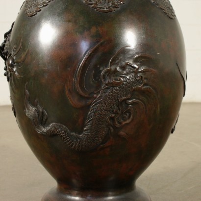 Bronze Vase Dark Patina Made in Japan 19th Century