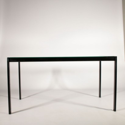 Table by Gae Aulenti Glass Top Metal Vintage Italy 1980s-1990s