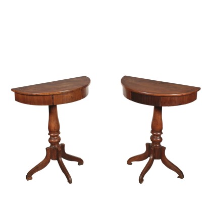Pair of Walnut Console Tables Italy Mid 19th Century