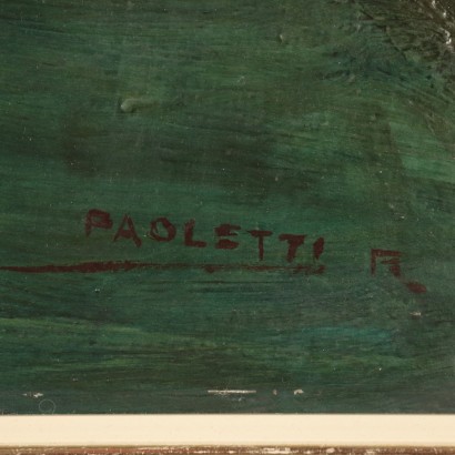 Raccourcissement Vénitien Rodolfo Paoletti Huile sur Contreplaqué '900