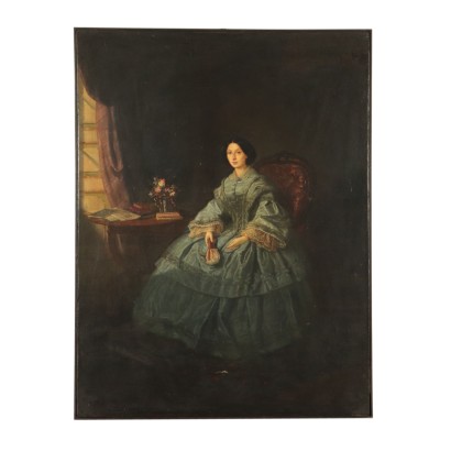 Portrait of Gentlewoman Painting 19th Century