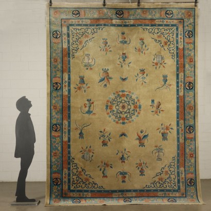 Hangearbeiter Pekino Teppich aus China 50er-60er Jahre
