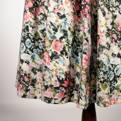 Vintage Kleid aus Baumwolle mit Blumenmuster 50er Jahre