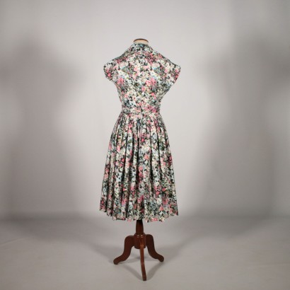 Vintage Kleid aus Baumwolle mit Blumenmuster 50er Jahre