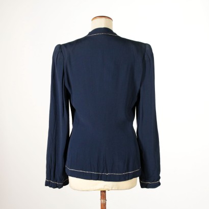 Veste Bleue avec Coutures Blanches Milan Italie 1960
