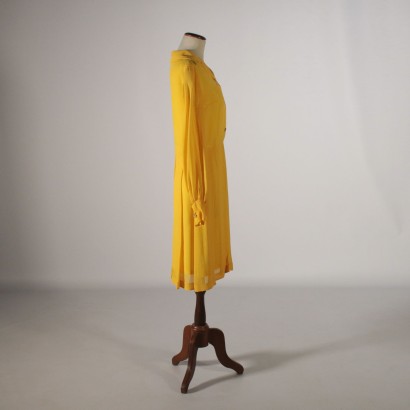 Vintage Dress Yellow Chiffon Italy 1960s