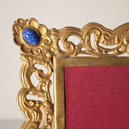 Deux Cadres Bronze doré Lapis-lazuli Pierre rouge '900