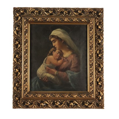 Sainte Vierge avec l'Enfant P. Casnedi Huile sur Toile 1889