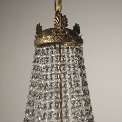 Bronze Chandelier with Crystal Pendants Italy 20th Century