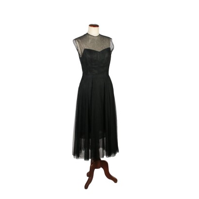 Robe de Soirée Vintage Tulle Noir Années 60