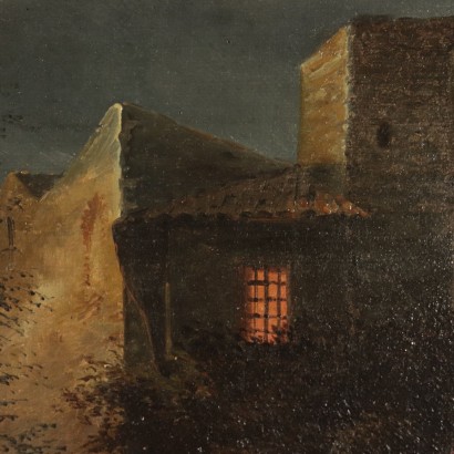 Night Landscape Attributed to Felice De Vecchi 19th Century