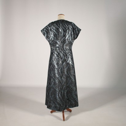 Vintage schwarzes und silbernes Kleid 70er Jahre