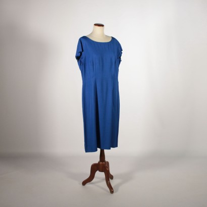 Vintage Blue China Kleid Mailand Italien 1950er-1960er Jahre