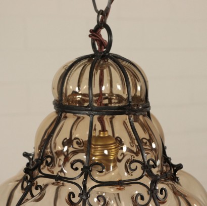 Hanging Lantern Iron Glass Italy 20th Century