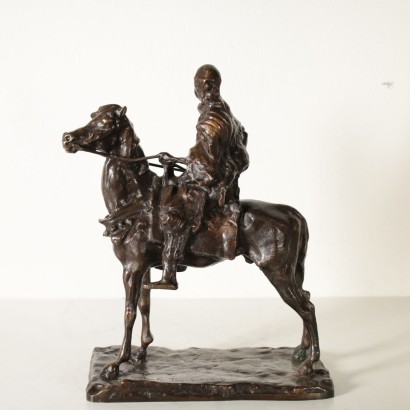Bronzeskulptur Berber zu Pferd 20. Jahrhundert